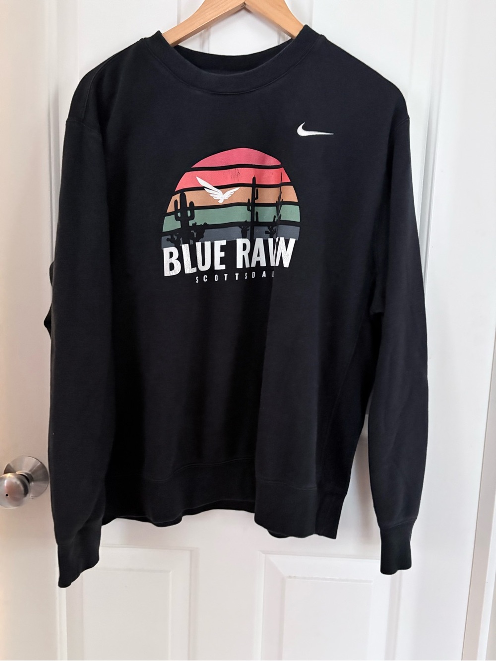 Nike Black Crewneck Sweatshirt with Multicolor Desert Graphic